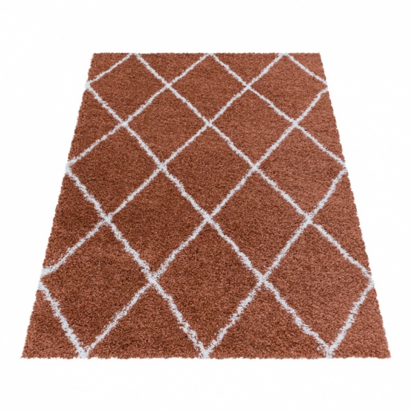 Large Modern Shaggy Rug Terracotta I Hall Runner Terracotta Soft